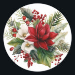 Winter Floral Bouquet Stickers Runt Klistermärke<br><div class="desc">Sticker is shown in the round with a lovely winter floral bouquet watercolor print.  
Customize this item or buy as is.




Licensed Image</div>