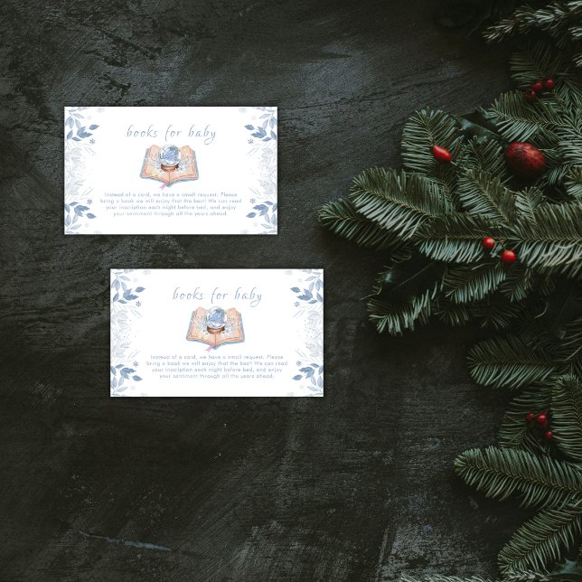 Winter Floral Snowball Books For Baby Shower  Tilläggskort (Winter Floral Snowball Books For Baby Shower Enclosure Card)