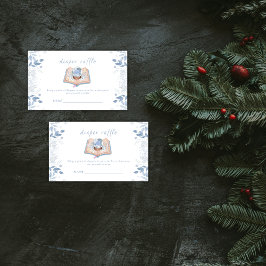 Winter Floral Snowball Diaper Raffle Baby Shower  Tilläggskort