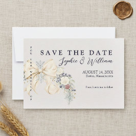 Winter Floral Wedding Flat Save The Date Card Spara Datumet