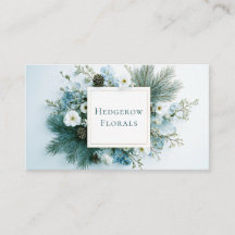 Winter Floral White and Blue Pine Cone Gold Frame