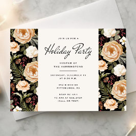 Winter Florals Elegant Holiday Party Invitation Inbjudningar