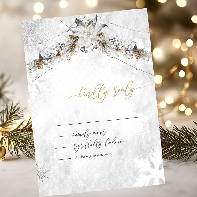 Winter Flower Pinecones  Wedding RSVP Inbjudningar (Skapare uppladdad)