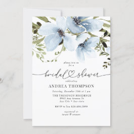 Winter Flowers | Blå Möhippa Inbjudningar