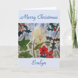 Winter Flowers & Holly God jul Kort