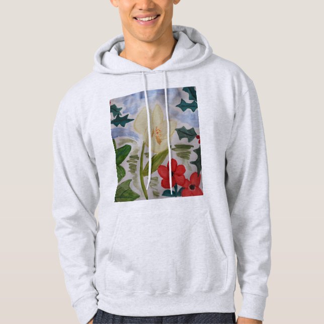 Winter Flowers & Holly Hoodie (Framsida)