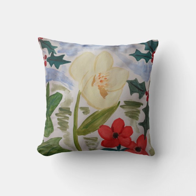 Winter Flowers & Holly Kudde (Framsida)