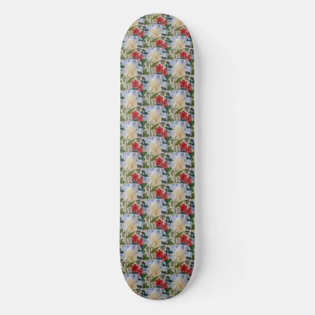Winter Flowers & Holly Skateboard (Framsida)
