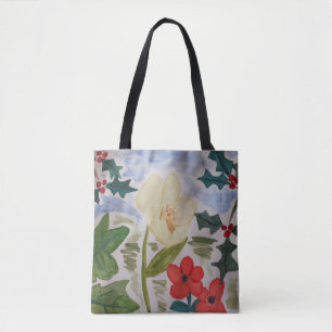 Winter Flowers & Holly Tygkasse