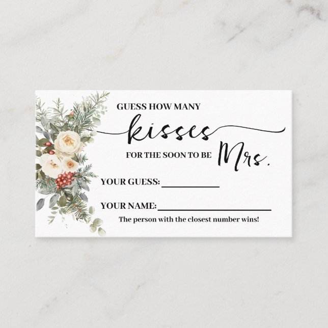 Winter Flowers How many Kisses for Mrs Game Card Placeringskort (Framsida)