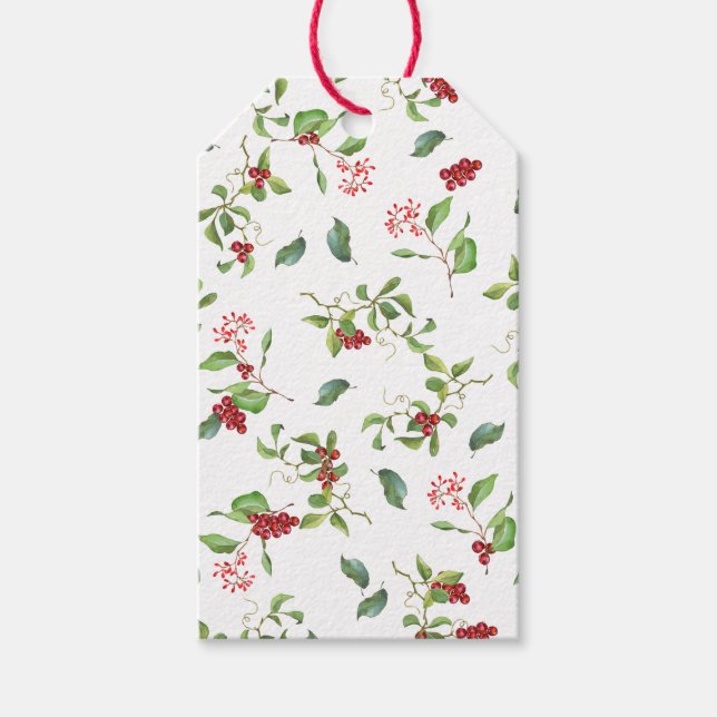 Winter Foliage and Berries Helgdag Presentetikett (Framsidan)