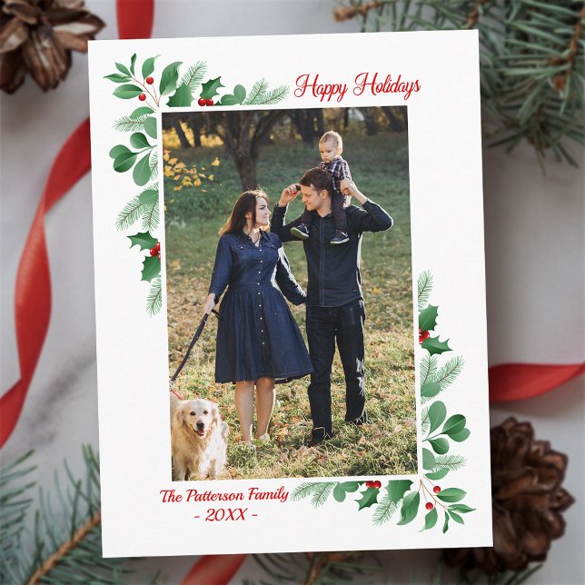 Winter Foliage Glad helg Photo Vykort (Skapare uppladdad)