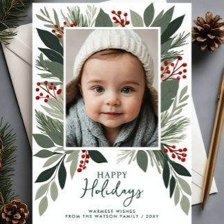 Winter Foliage Greenery Glad helg Photo Vykort