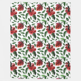 Winter Foliage Holly Berries Botanical Fleecefilt