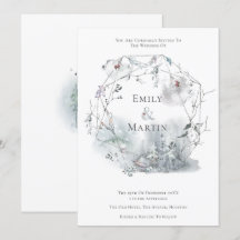 Winter Foliage Watercolor Berries Löv Bröllop