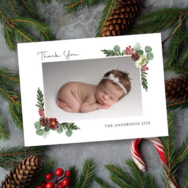 Winter för Blommigt av vintage - Platt Tack (Vintage Floral Winter - Flat Thank You)