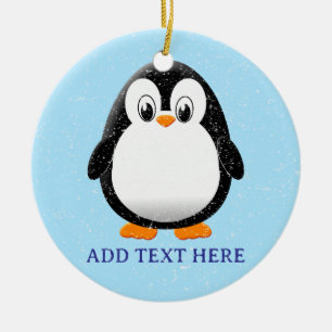 Winter för Cute Penguin Tecknad Anpassningsbar Julgransprydnad Keramik