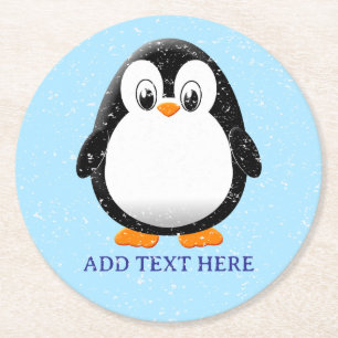 Winter för Cute Penguin Tecknad Anpassningsbar Underlägg Papper Rund
