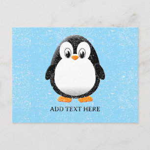 Winter för Cute Penguin Tecknad Anpassningsbar Vykort