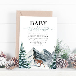 Winter Forest Baby Det är Kallet utanför babyskabu Inbjudningar