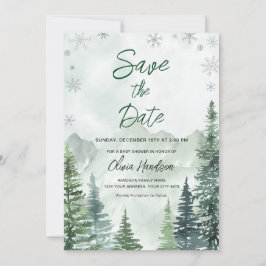 Winter Forest Baby Shower Save the Date Inbjudningar