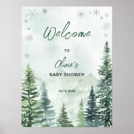 Winter Forest Baby Shower Welcome Poster