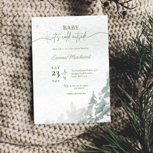 Winter Forest Baby sitt kall utanför babyduschen Inbjudningar