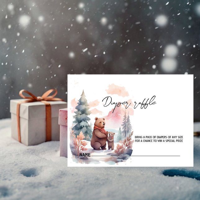 Winter Forest Bears Diaper Raffle Tilläggskort (Skapare uppladdad)