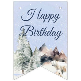 Winter Forest Birthday Banner Vimplar