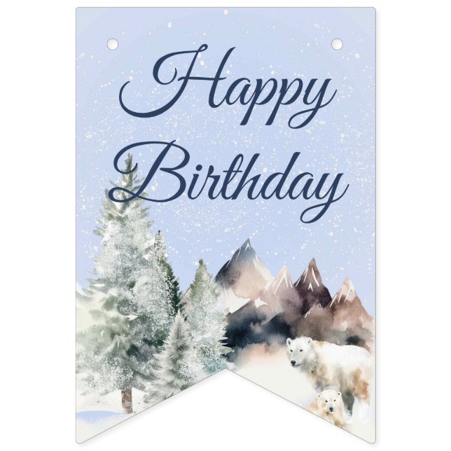 Winter Forest Birthday Banner Vimplar (Första flaggan)