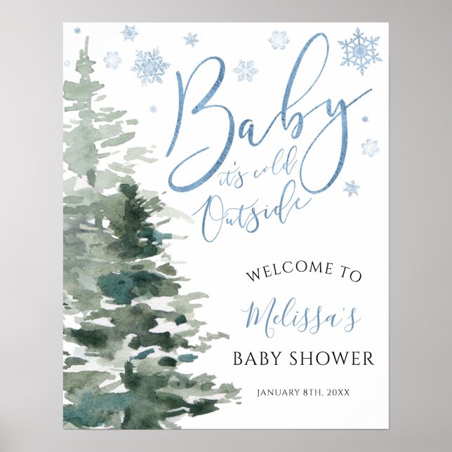 Winter Forest Blue Det är Kallet utanför babyskabu Poster (Framsidan)