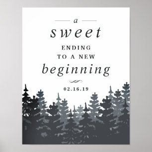 Winter Forest Bröllop Dessert Bord-tecken Poster
