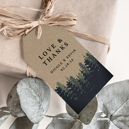 Winter Forest Bröllop Tack Presentetikett