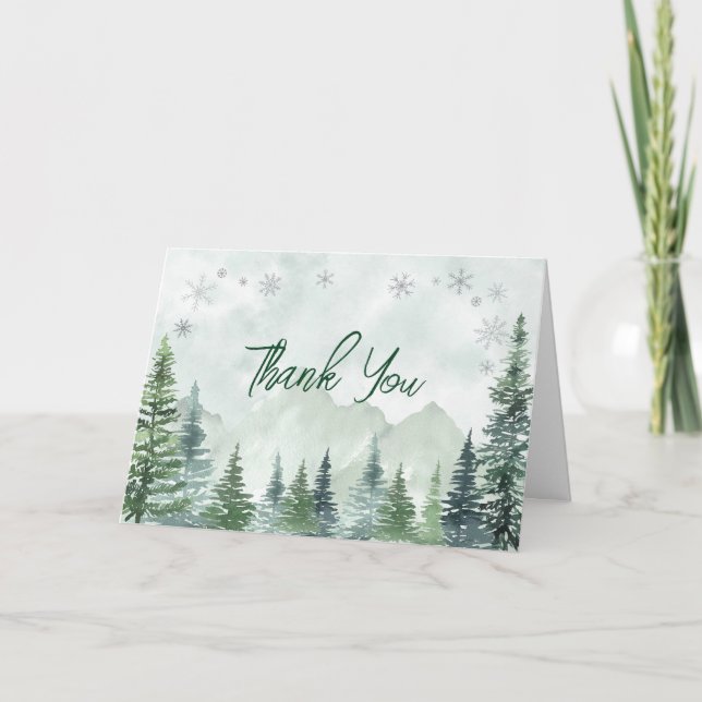 Winter Forest Gender Neutral Baby Shower Tack Kort (Framsida)
