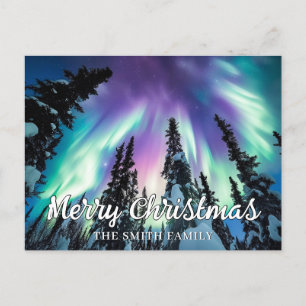 Winter Forest God jul i norra Ljus Vykort