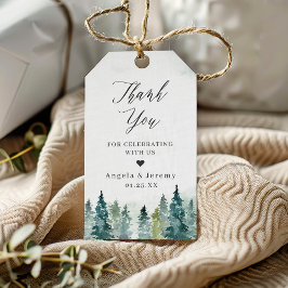 Winter Forest Gräs Träd bröllopsförmån Tack Presentetikett