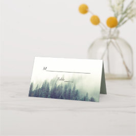 Winter Forest Gräs Träd Elegant Chic Bröllop Placeringskort