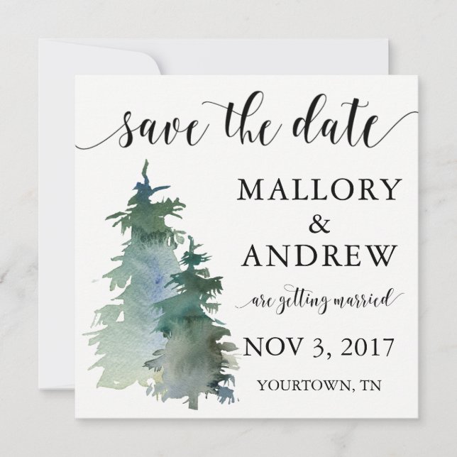 Winter Forest Gräs Träd Spara datum Spara Datumet (Framsida)