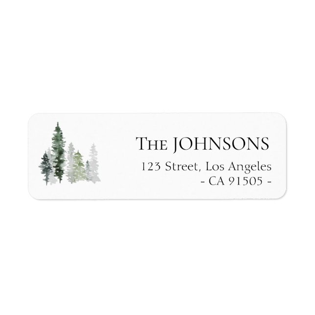 winter forest greenery holiday address label returadress etikett (Framsidan)