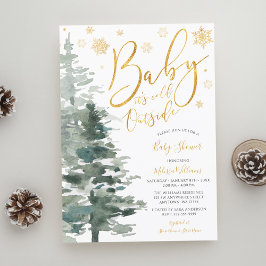 Winter Forest Guld Det är Kallet utanför babyskabu Inbjudningar