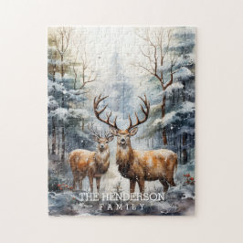 Winter Forest Hjort Family Pussel