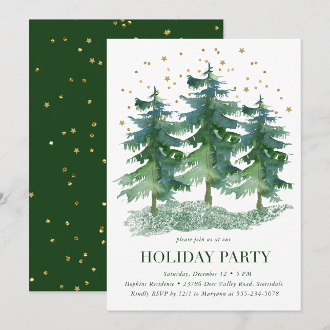 Winter Forest Julfest Inbjudningar (Fram/baksida)