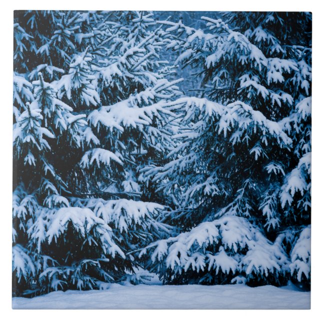 Winter Forest Julgran Kakelplatta (Framsidan)