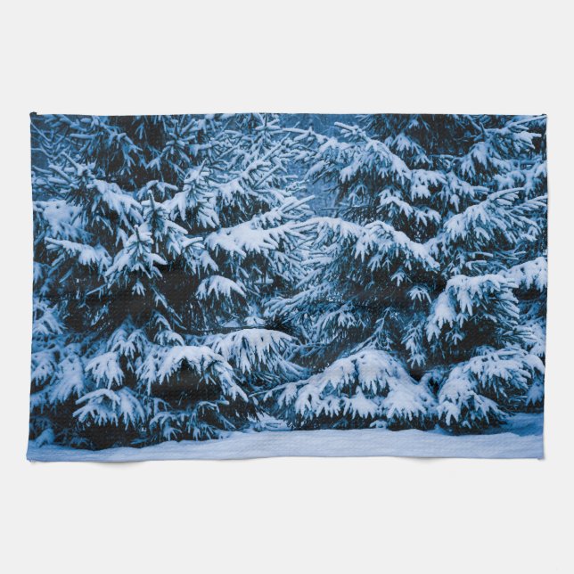 Winter Forest Julgran Kökshandduk (Horisontell)