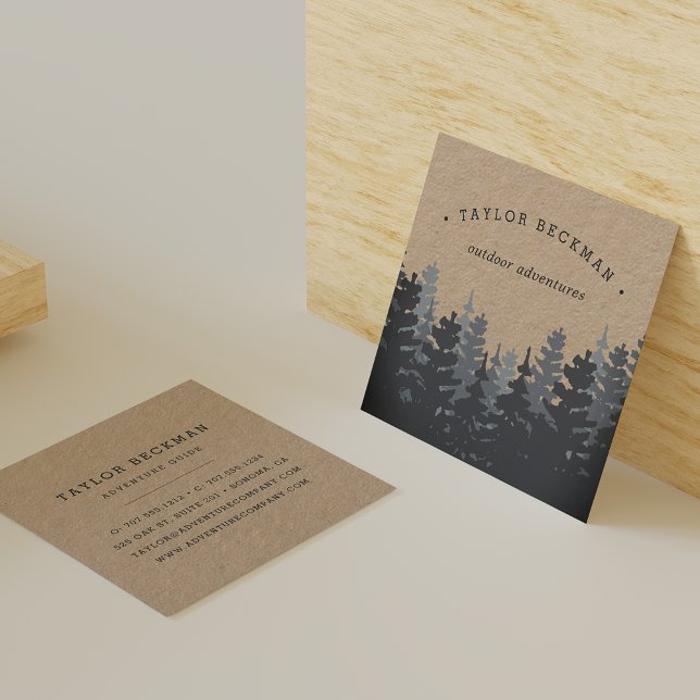 Winter Forest | Kraft Fyrkantigt Visitkort (Skapare uppladdad)