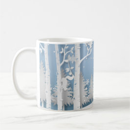 Winter Forest med Squirrels Papercut Kaffemugg