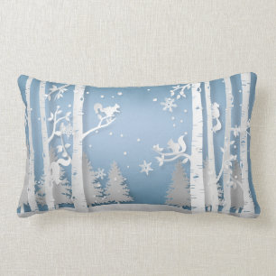 Winter Forest med Squirrels Papercut Lumbarkudde