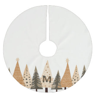Winter Forest Neutralt Monogram Julgransmatta Borstad Polyester