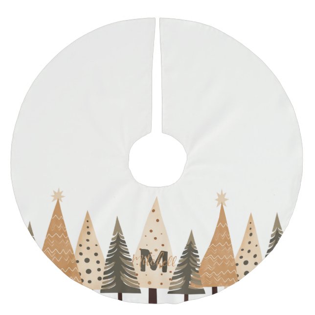Winter Forest Neutralt Monogram Julgransmatta Borstad Polyester (Framsidan)