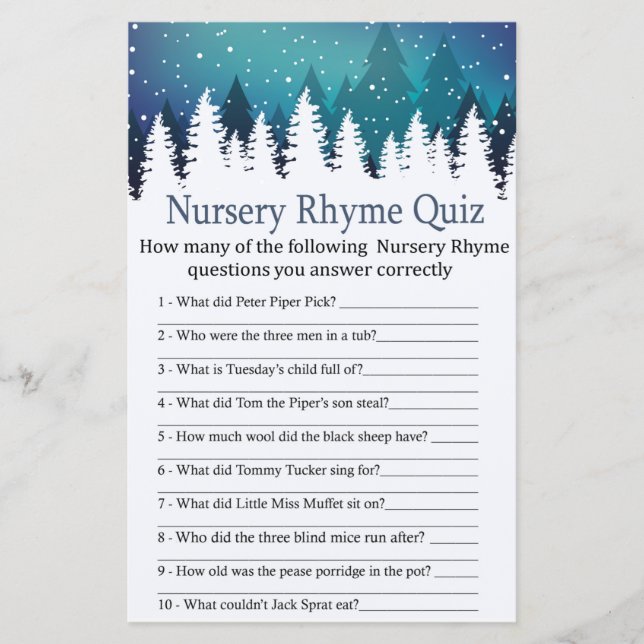 Winter Forest Nursery Rhyme Quiz babyduschspel (Framsida)